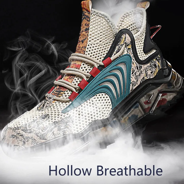 1927A Summer Hollow Flying Knit Breathable Sports Shoes Men Casual Shoes, Size: 39(Dense Net Beige)