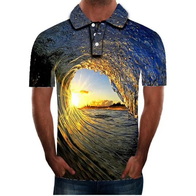 2020 Summer Mens Polo Shirt Brands Lightning Uniquely Raindrop Printed Turn Down Collar Short Sleeve Male Polo Homme Tees Tops