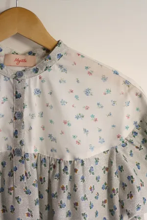 Addie Blouse - Baby Blue/Pindot Floral