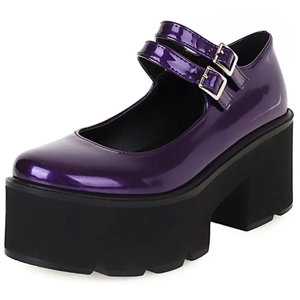 Amozae- Girls Autumn School Shoes Woman Fashion Marry Jane Pumps Women Round Toe Platform Chunky High Heel Shoes Woman Heart-shaped