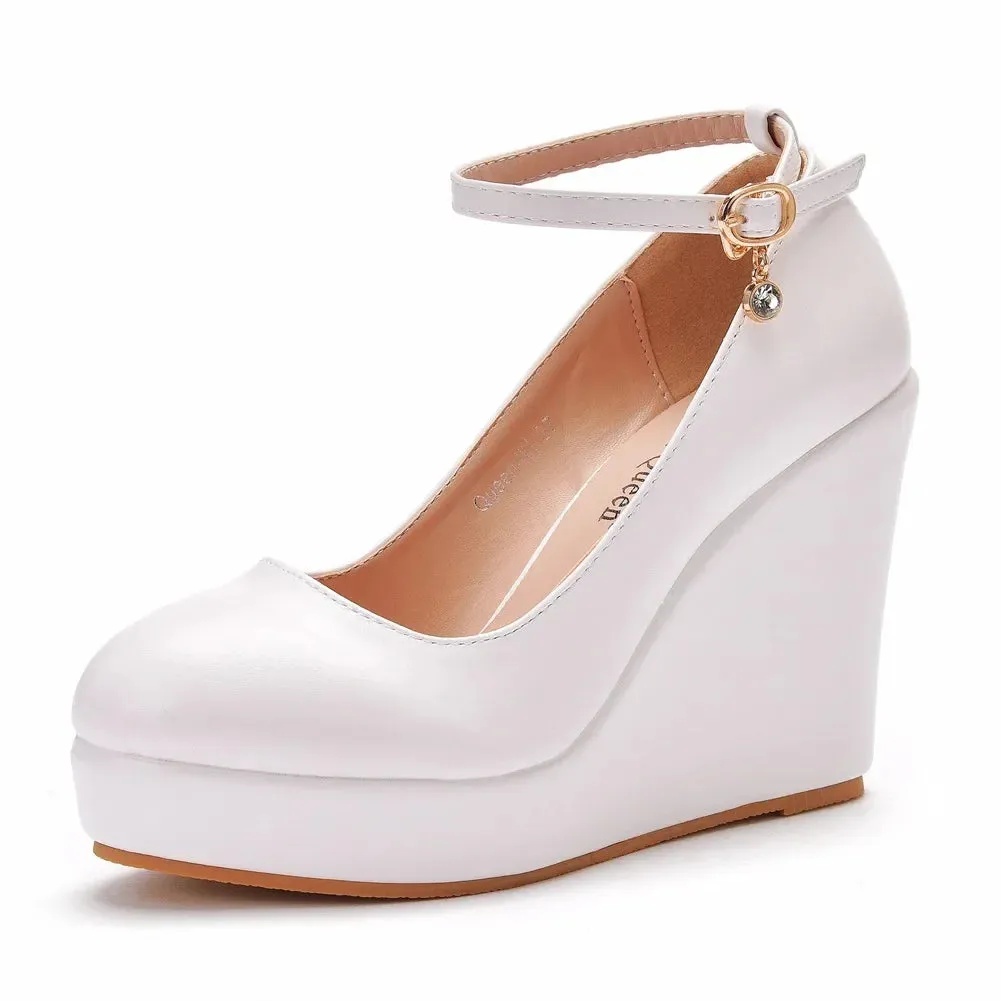 Amozae-Wedge Mary Jane Women Pumps 2024 Trend High Heels Black Chunky Lolita Single Shoe PU Leather Leisure Comfy Platform Shoes Female