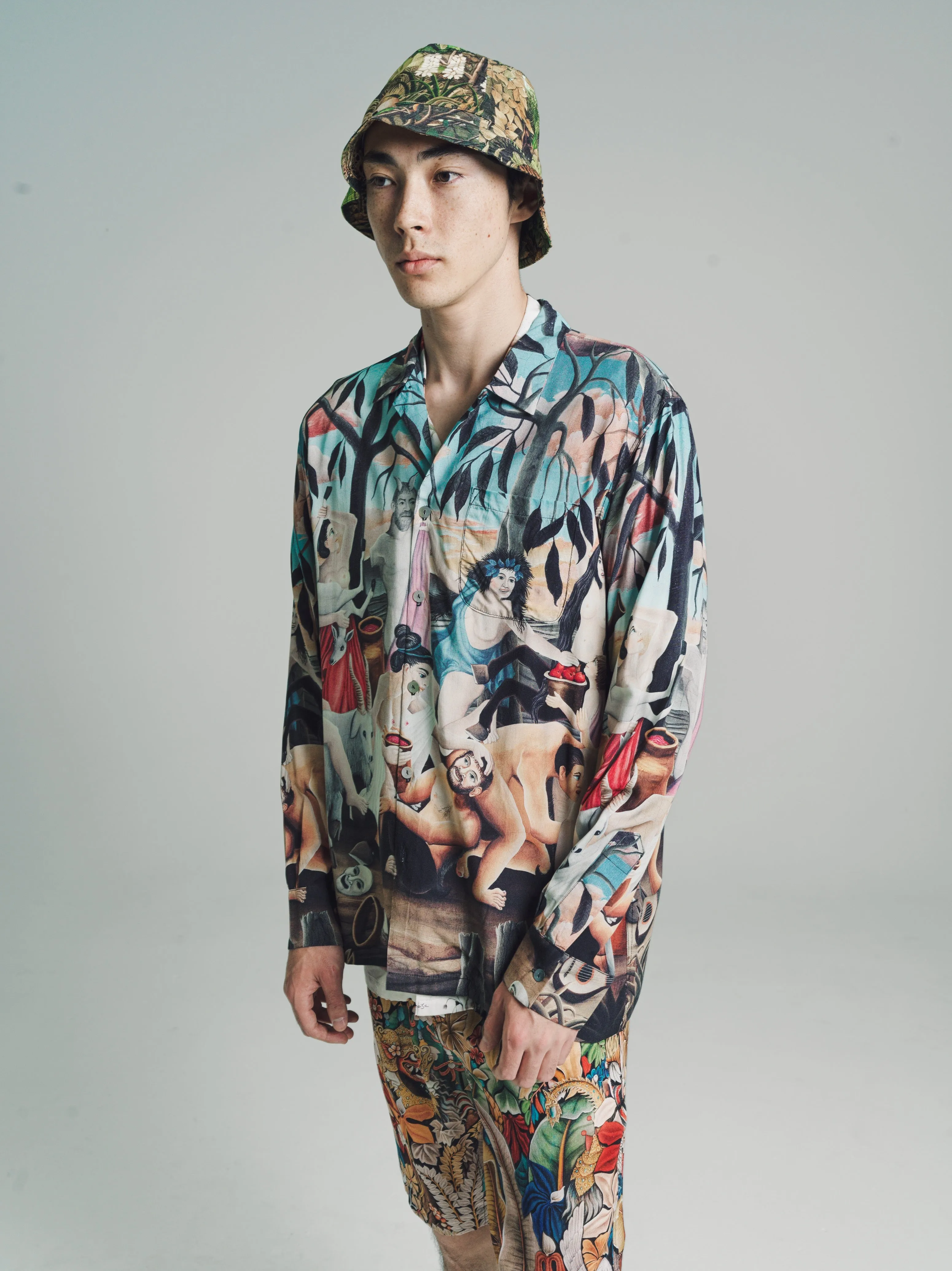 'Bacchanal' Rayon Long Sleeve Shirt