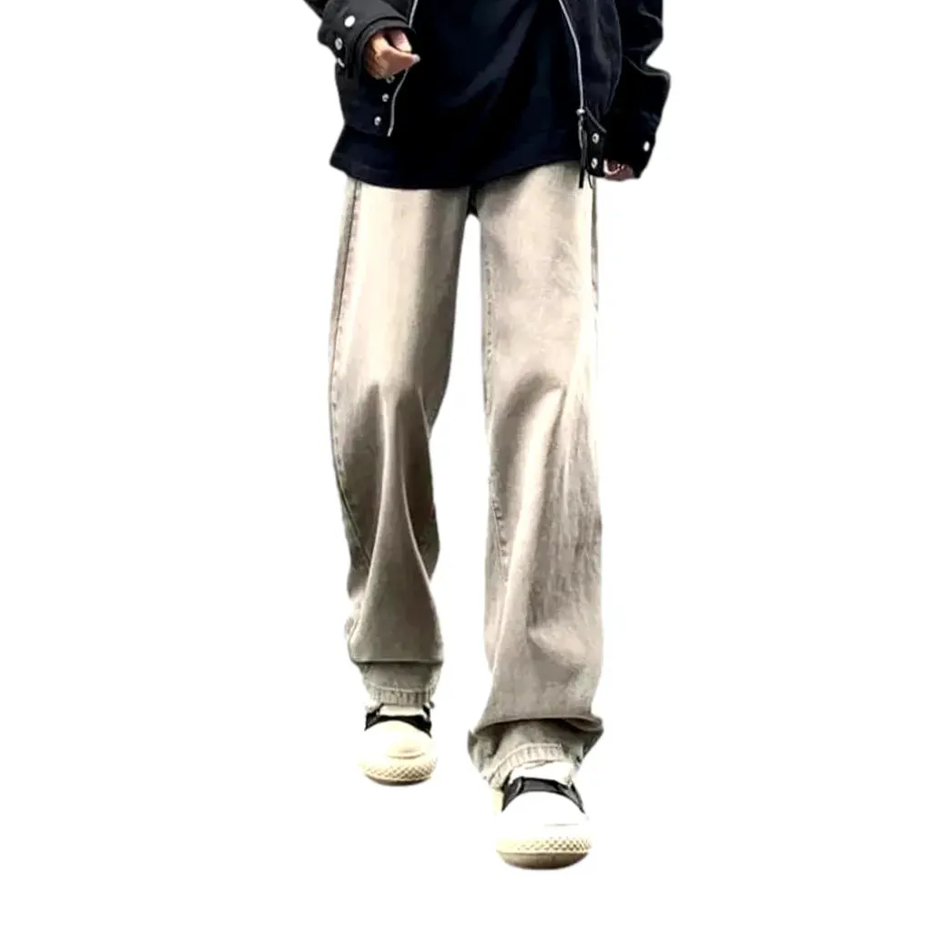 Baggy fit mid rise jeans for men