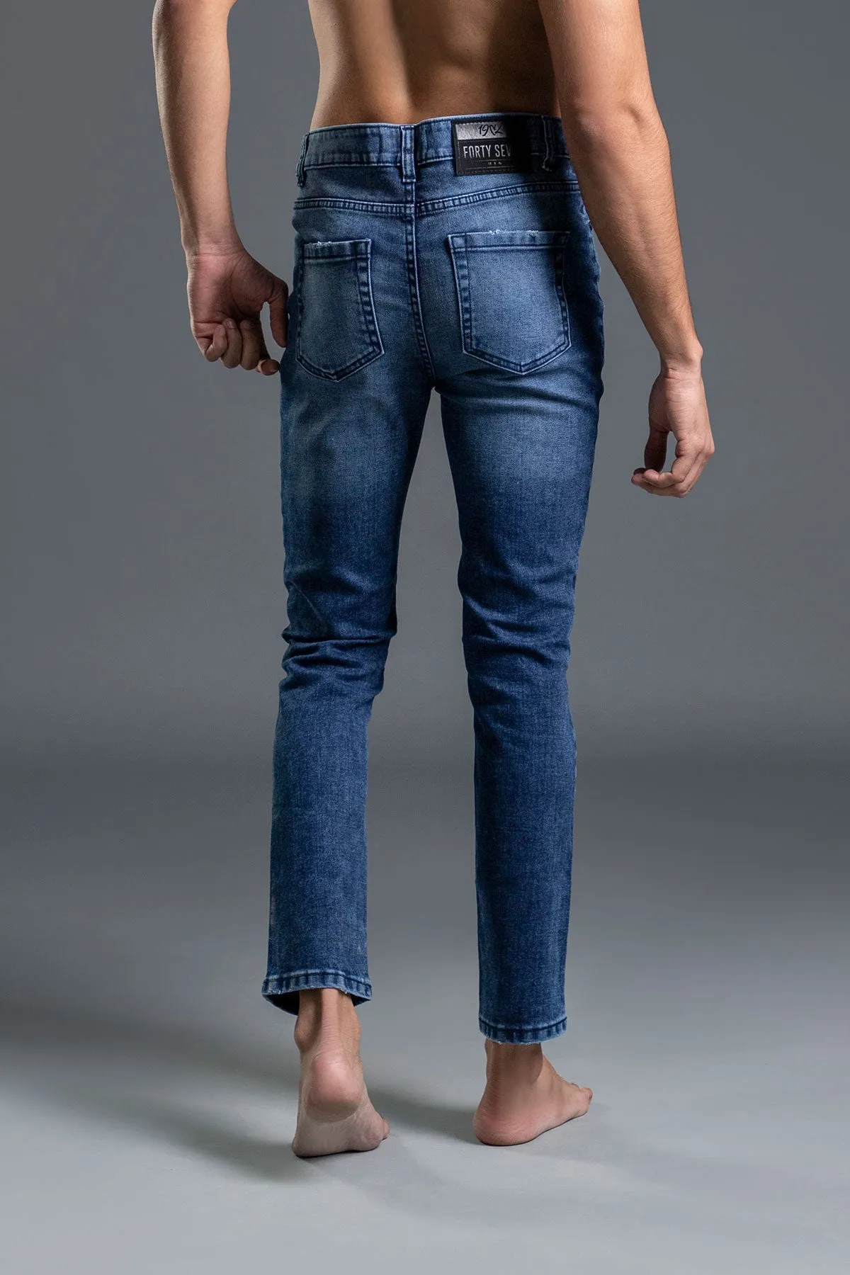Biker Jeans (Ocean Blue) (Blue biker )