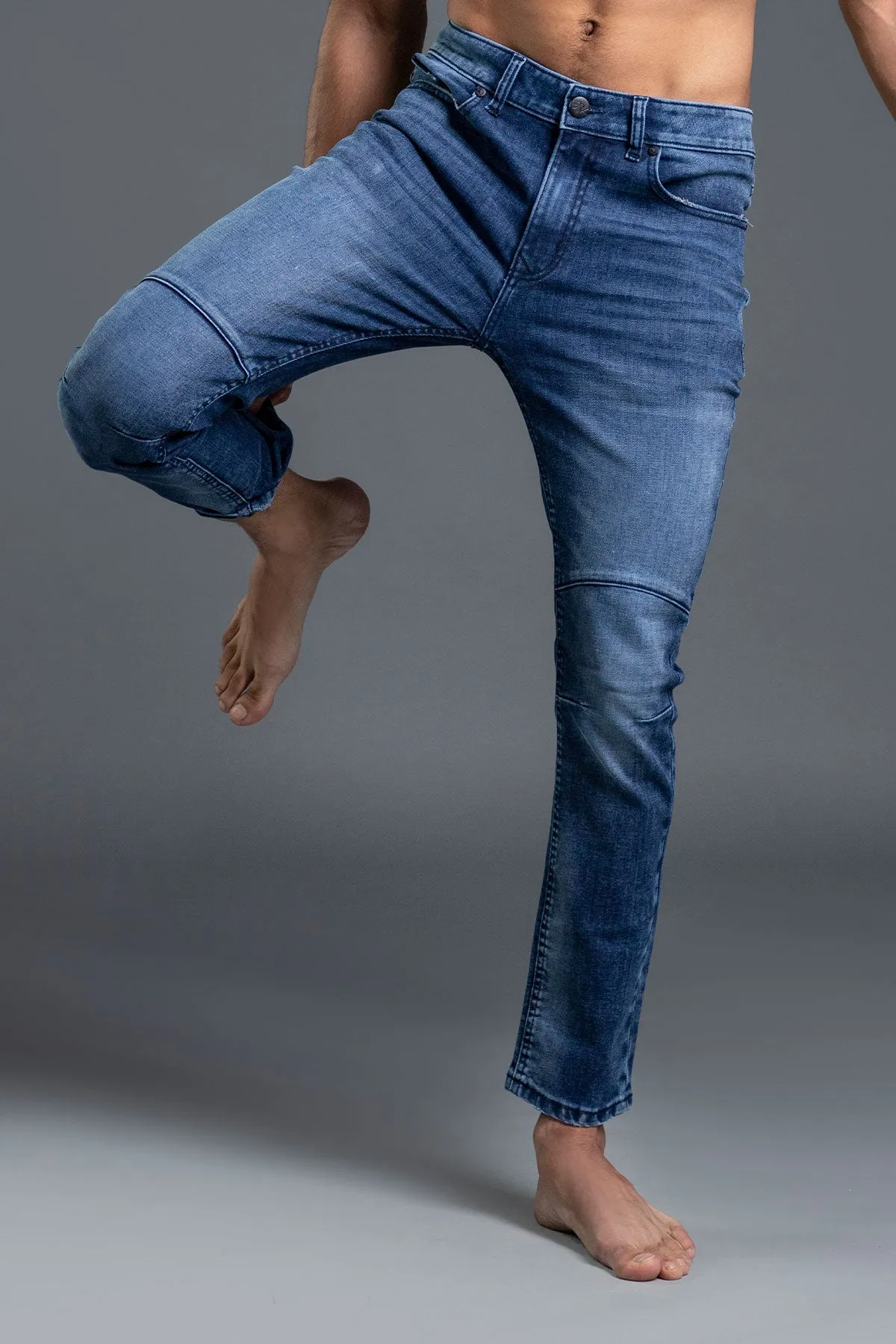 Biker Jeans (Ocean Blue) (Blue biker )