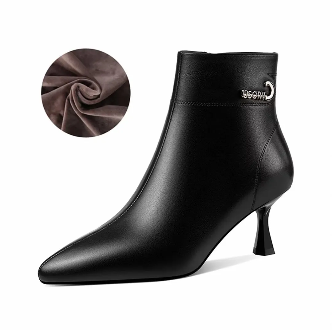 ChicElegance Leather Winter Boots with Plush Interior