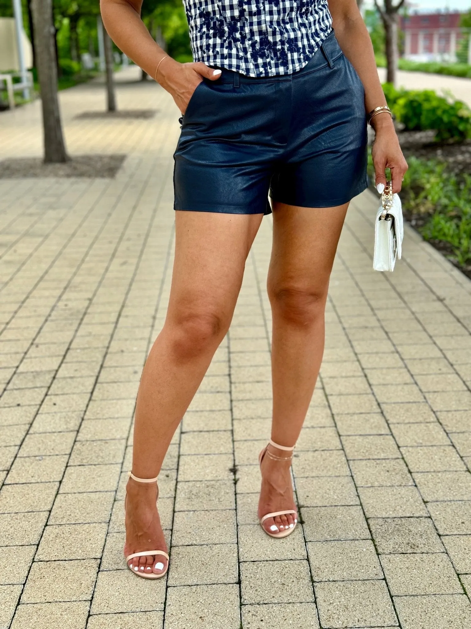 Commando Faux Leather Tailored Short (Navy)