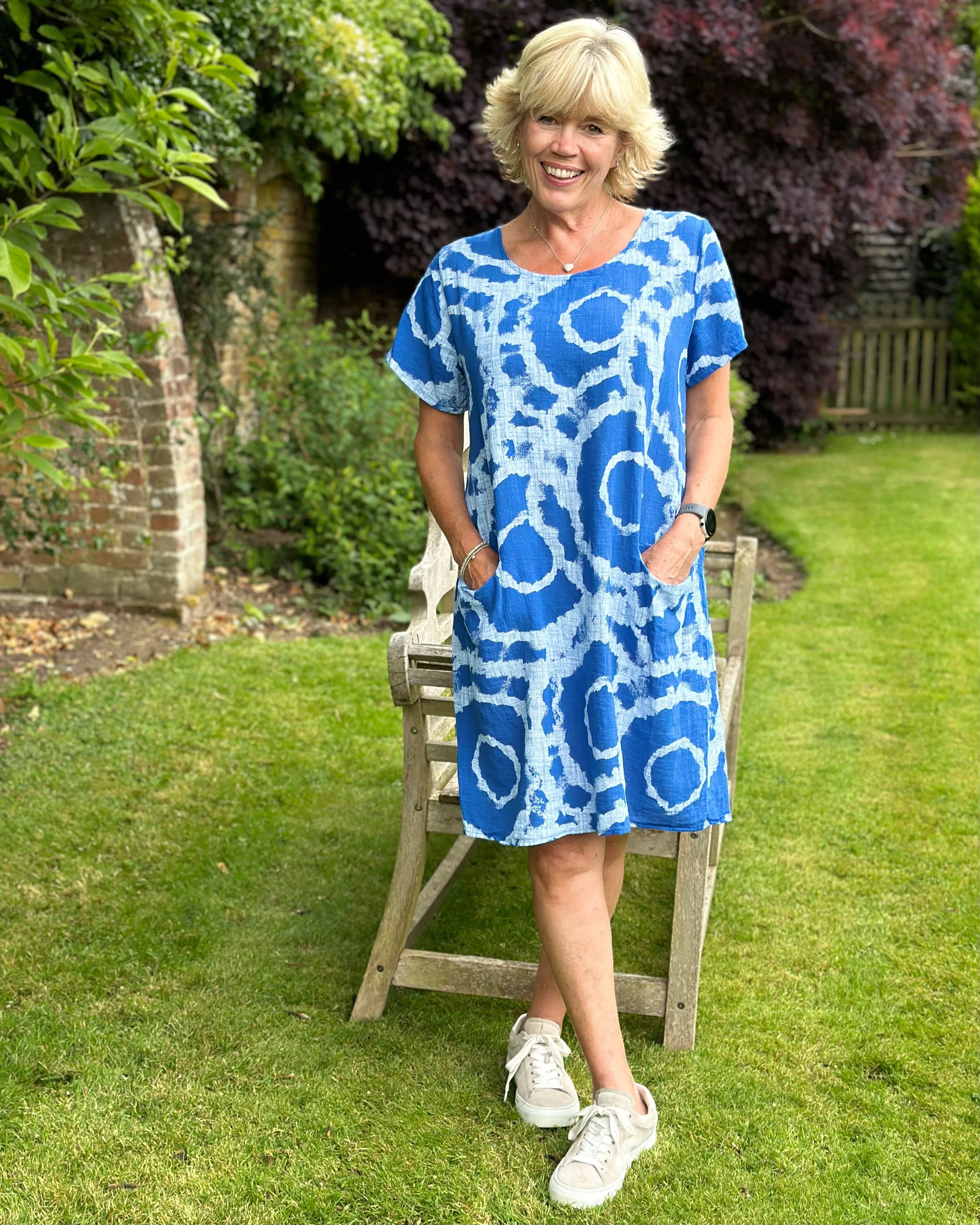Cotton Dress - Tie-Dye With Pockets Blue