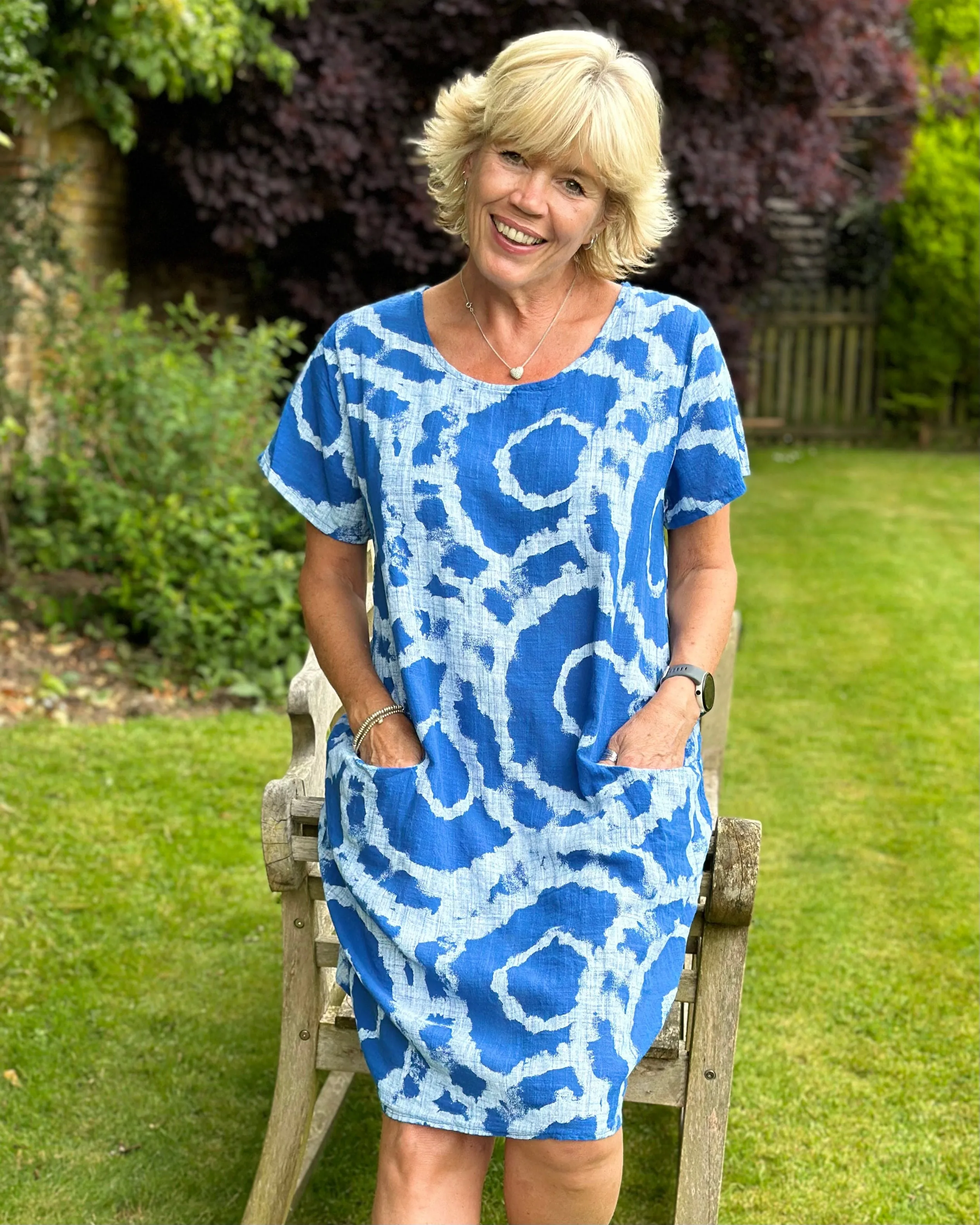 Cotton Dress - Tie-Dye With Pockets Blue