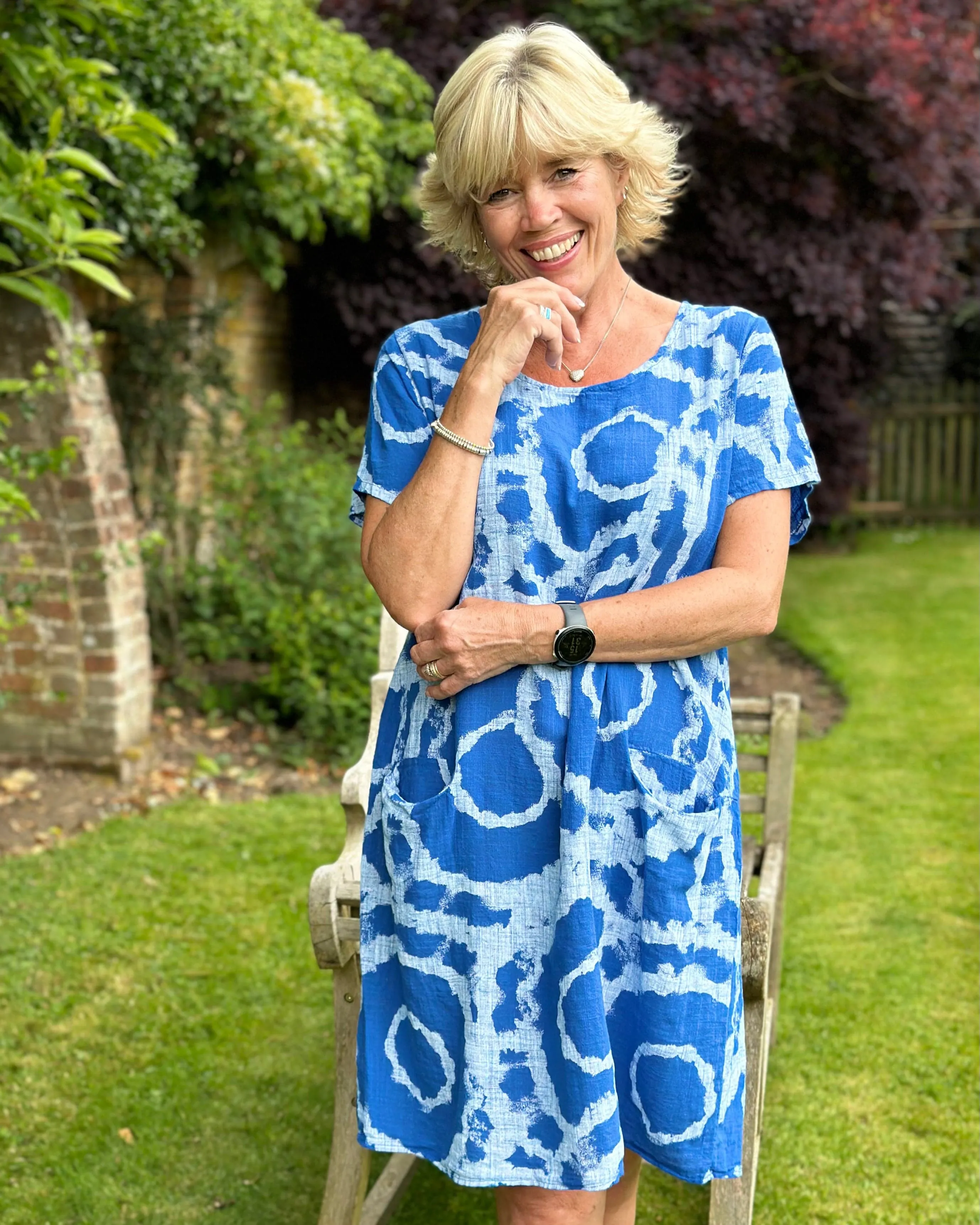 Cotton Dress - Tie-Dye With Pockets Blue
