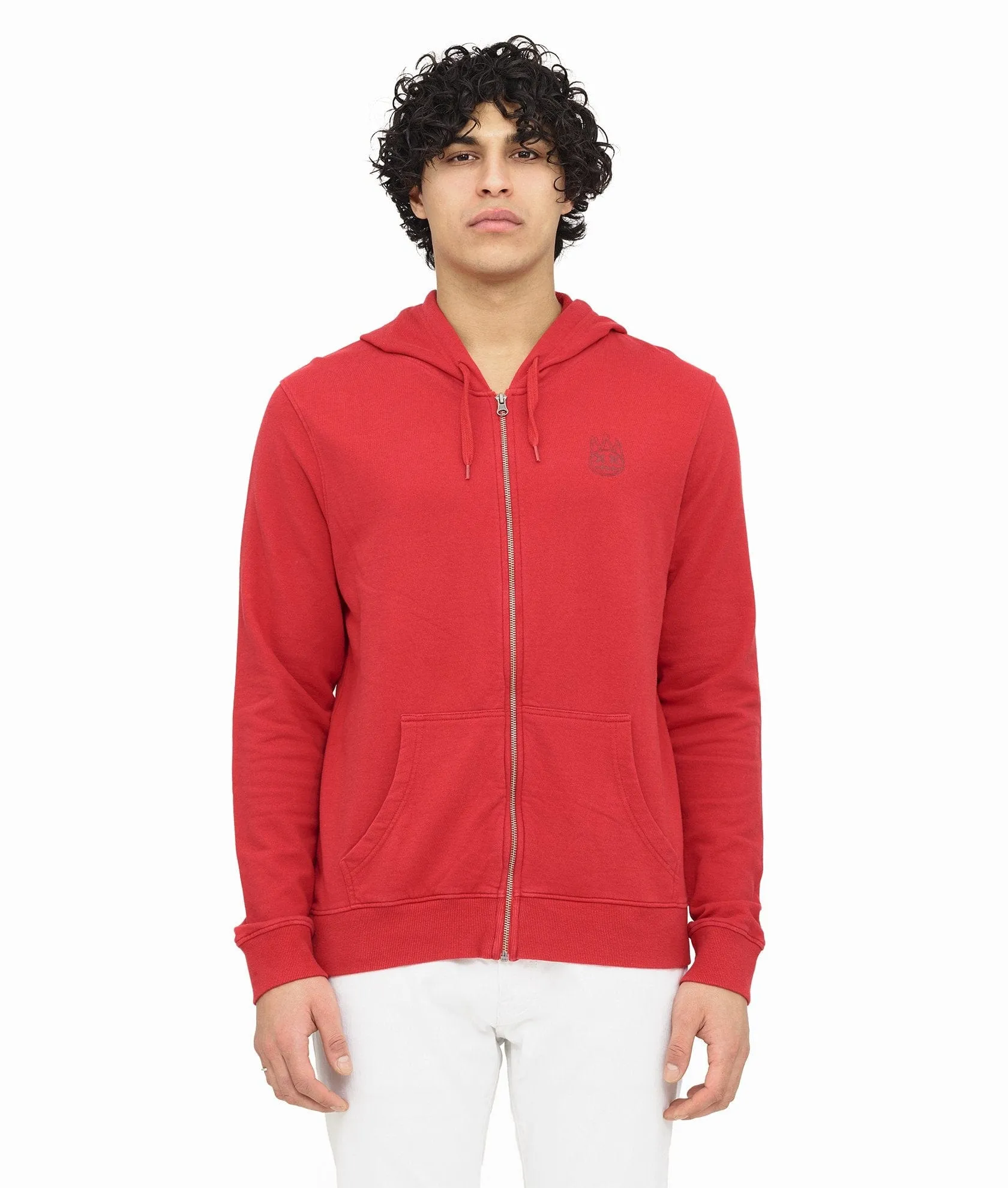 Cult Of Individuality - "French Terry" Lightweight Terry Zip Hoody (Scarlet) - Cotton Full Zip Relaxed Fit