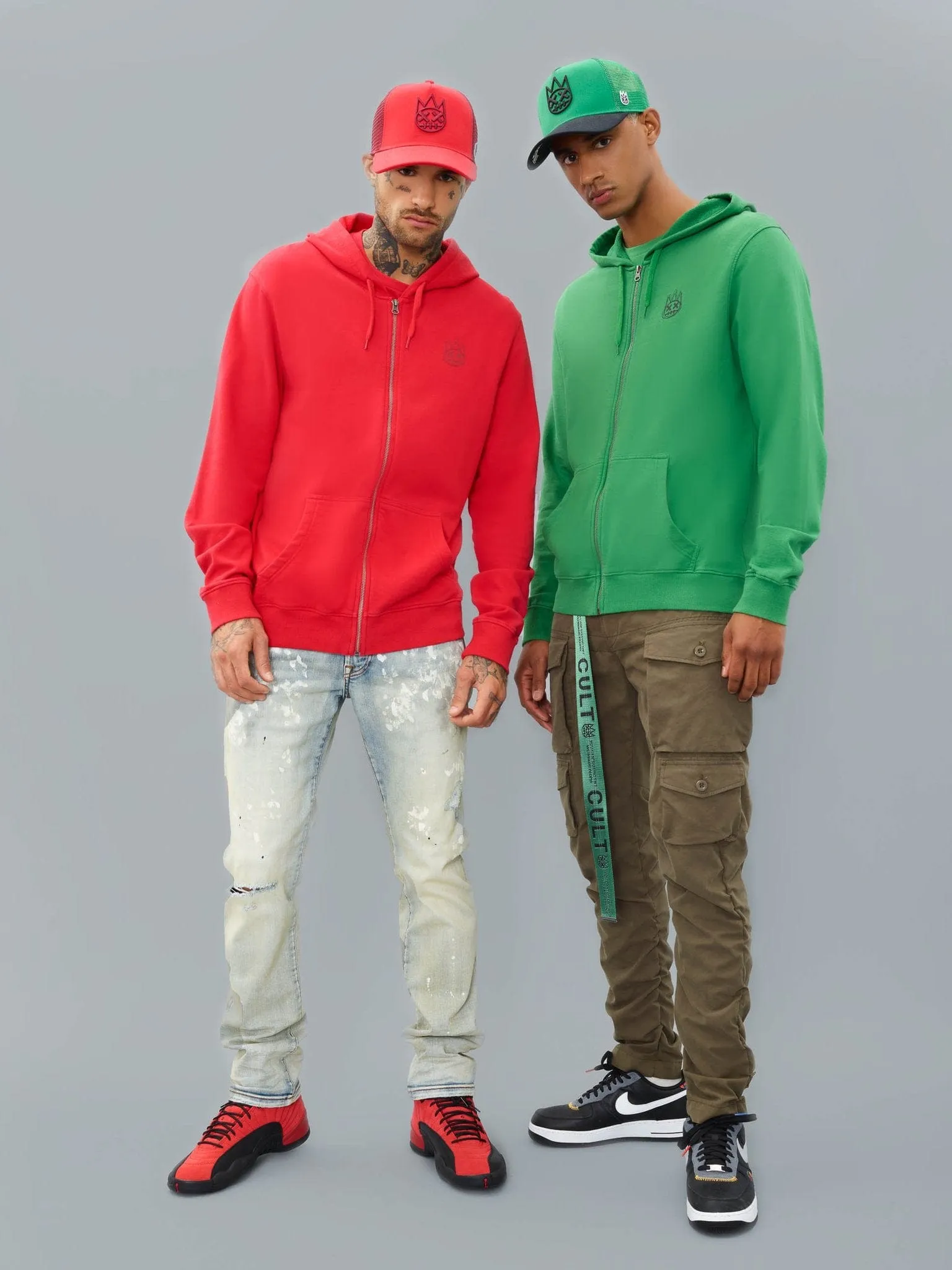 Cult Of Individuality - "French Terry" Lightweight Terry Zip Hoody (Scarlet) - Cotton Full Zip Relaxed Fit