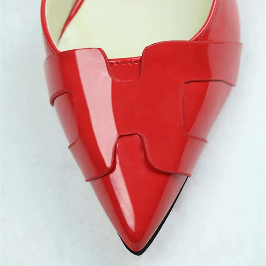 Cut-Out Shallow Side Thin High Heels Women's Leather Shoes