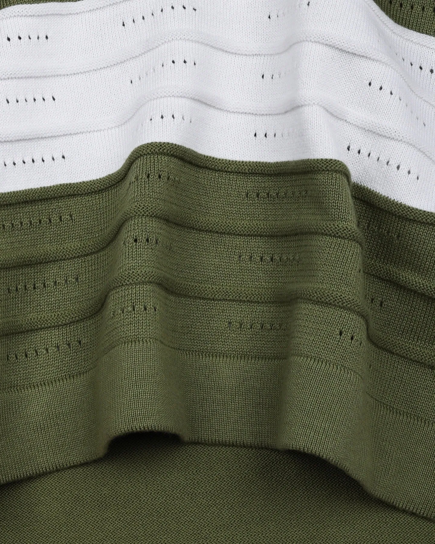 Eclair Green Knitted Cotton Zipper Polo T-Shirt