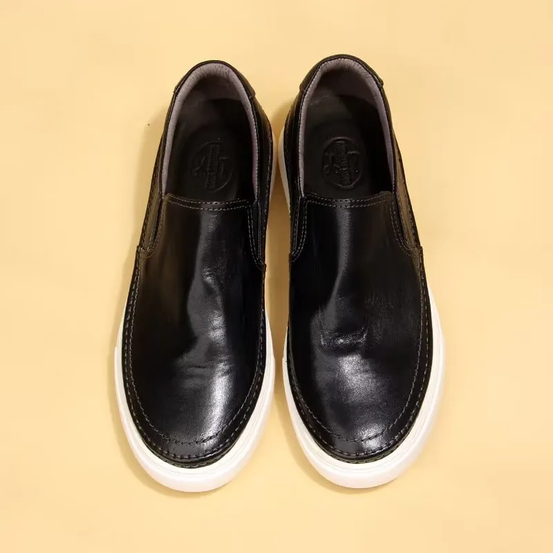 Elegant Leather Slip On High End Sneakers