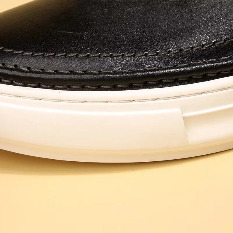 Elegant Leather Slip On High End Sneakers