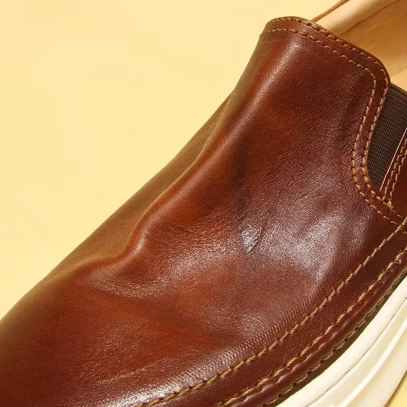 Elegant Leather Slip On High End Sneakers