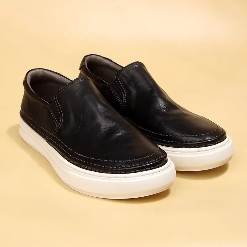 Elegant Leather Slip On High End Sneakers