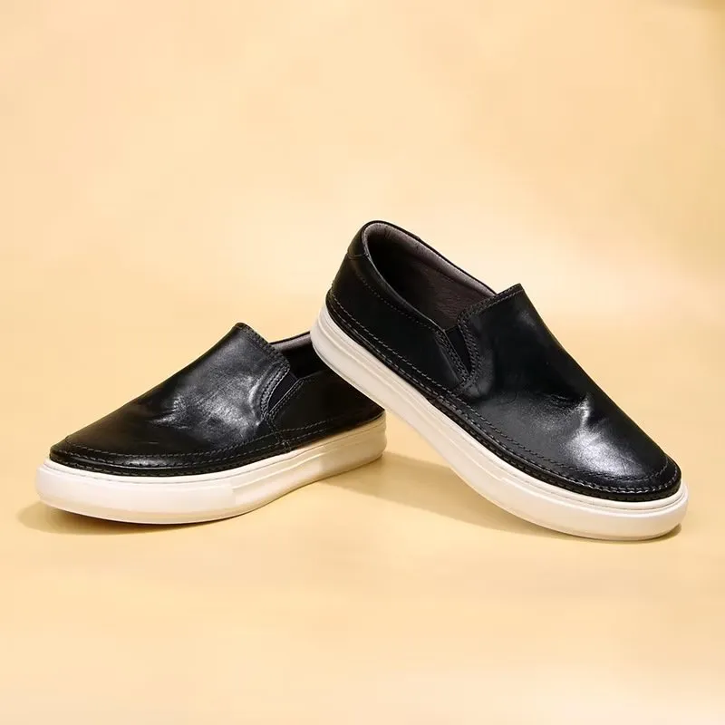Elegant Leather Slip On High End Sneakers