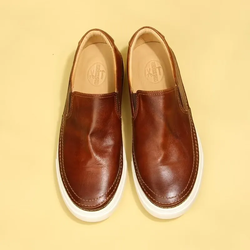 Elegant Leather Slip On High End Sneakers