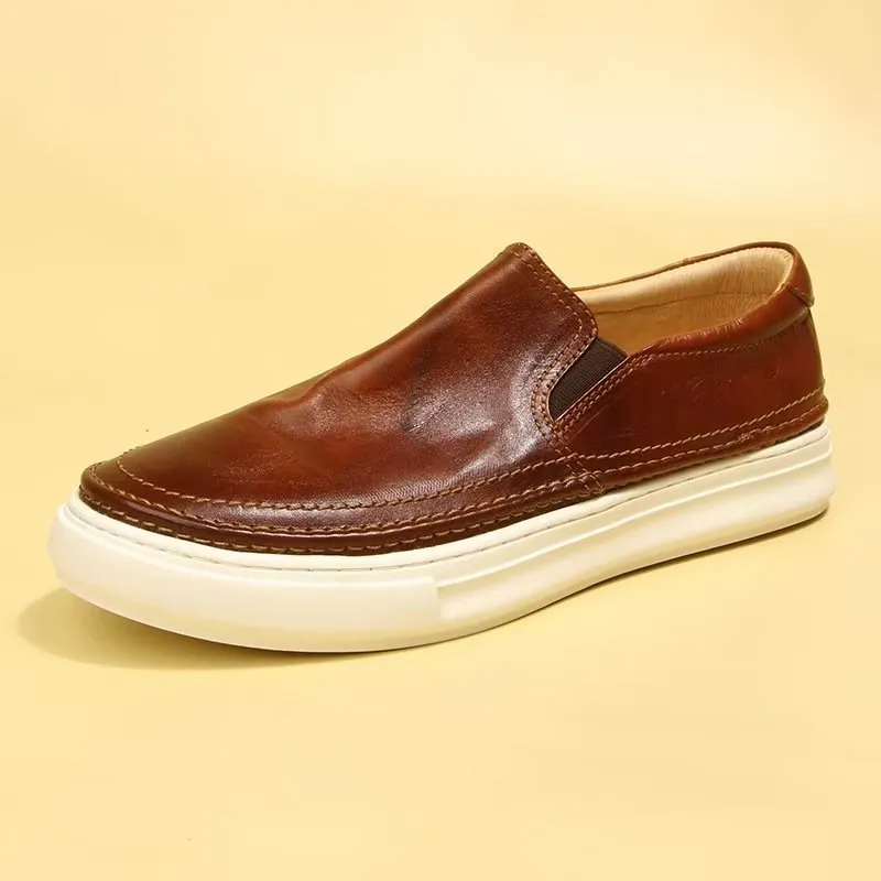Elegant Leather Slip On High End Sneakers