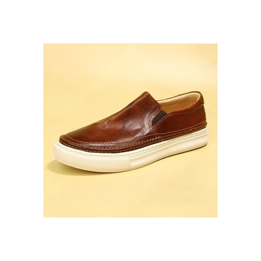 Elegant Leather Slip On High End Sneakers
