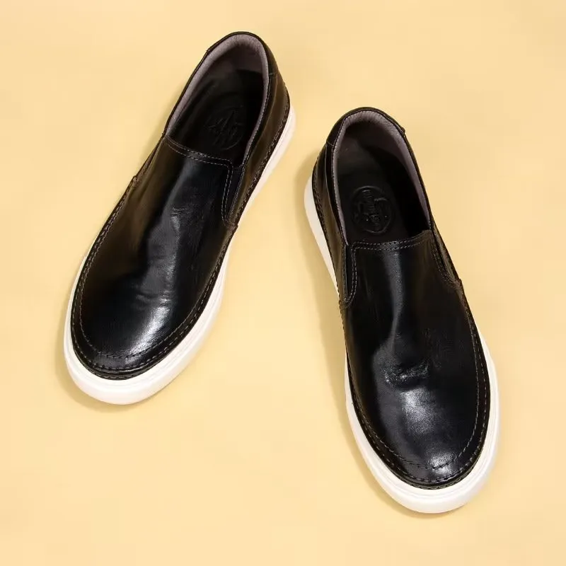 Elegant Leather Slip On High End Sneakers