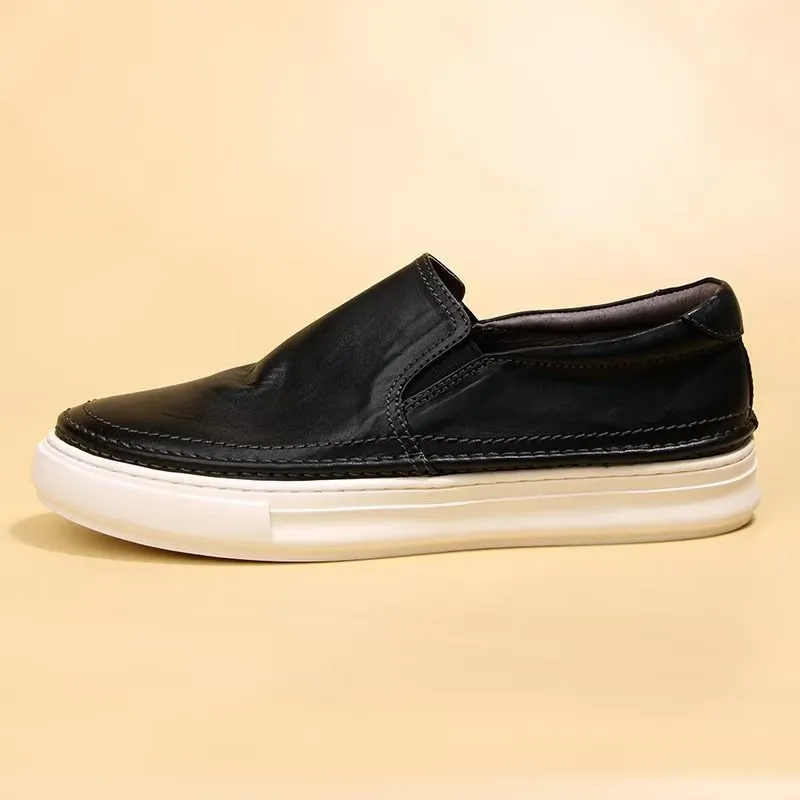 Elegant Leather Slip On High End Sneakers