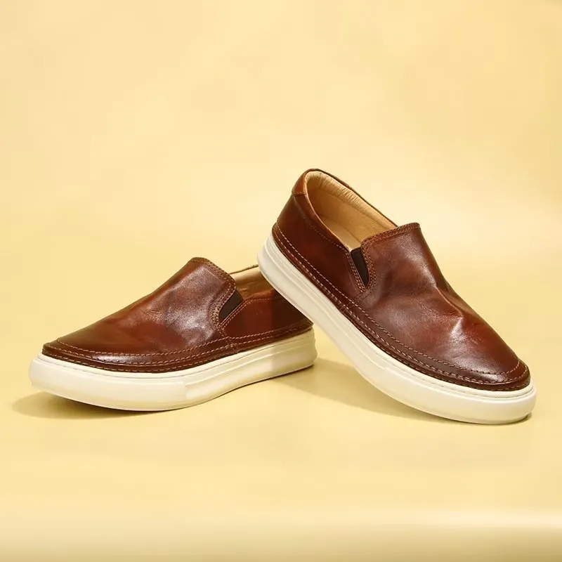 Elegant Leather Slip On High End Sneakers