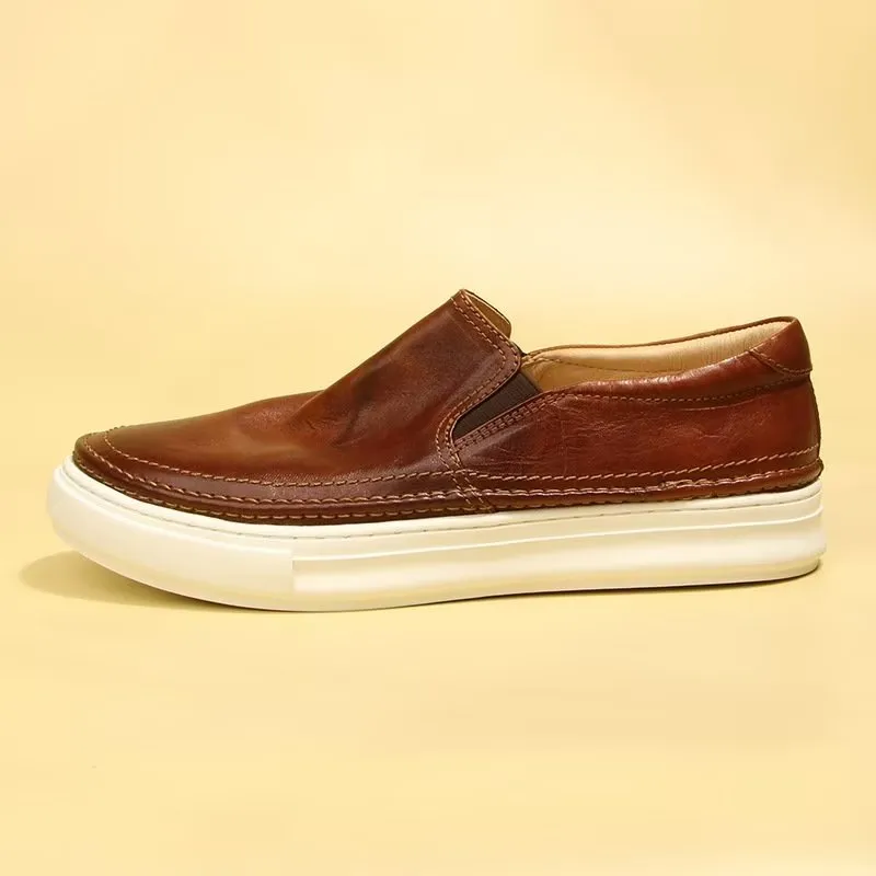 Elegant Leather Slip On High End Sneakers