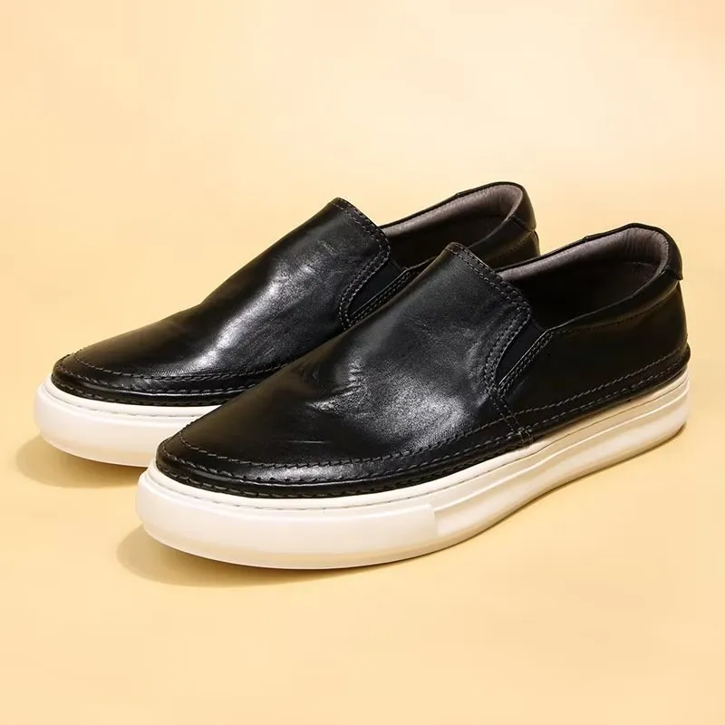Elegant Leather Slip On High End Sneakers