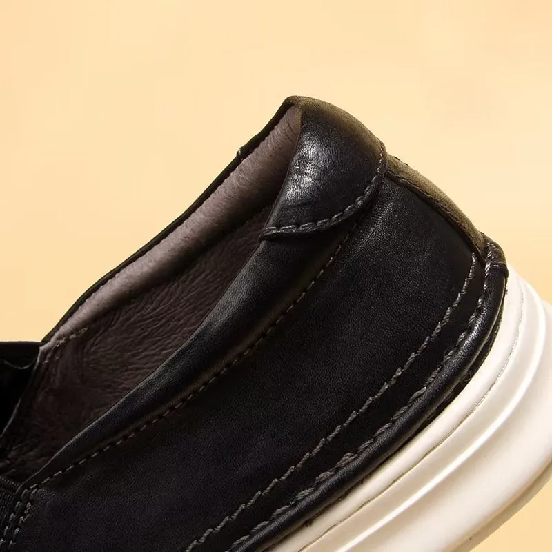Elegant Leather Slip On High End Sneakers
