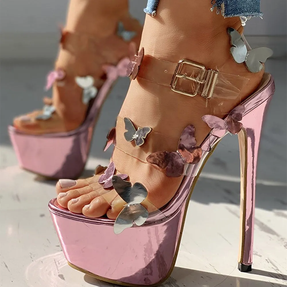 Fetish Extreme High Heels Women Summer Sandals Female Butterfly   Party Wedding bridal Platform Shoes Woman
