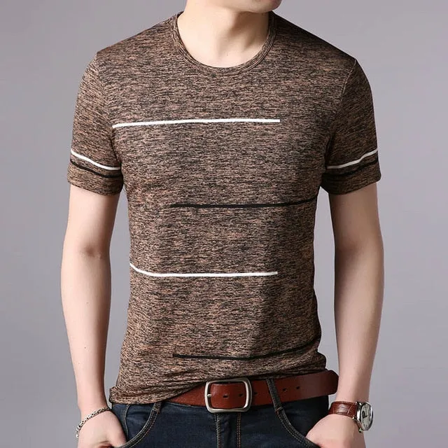 Four Stripes O Neck Short Sleeve Tees