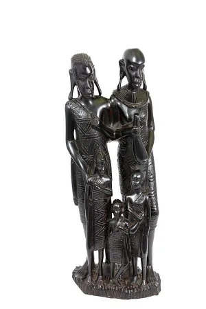 Hardwood Collectible Figurine Ebony Carved Makonde Family