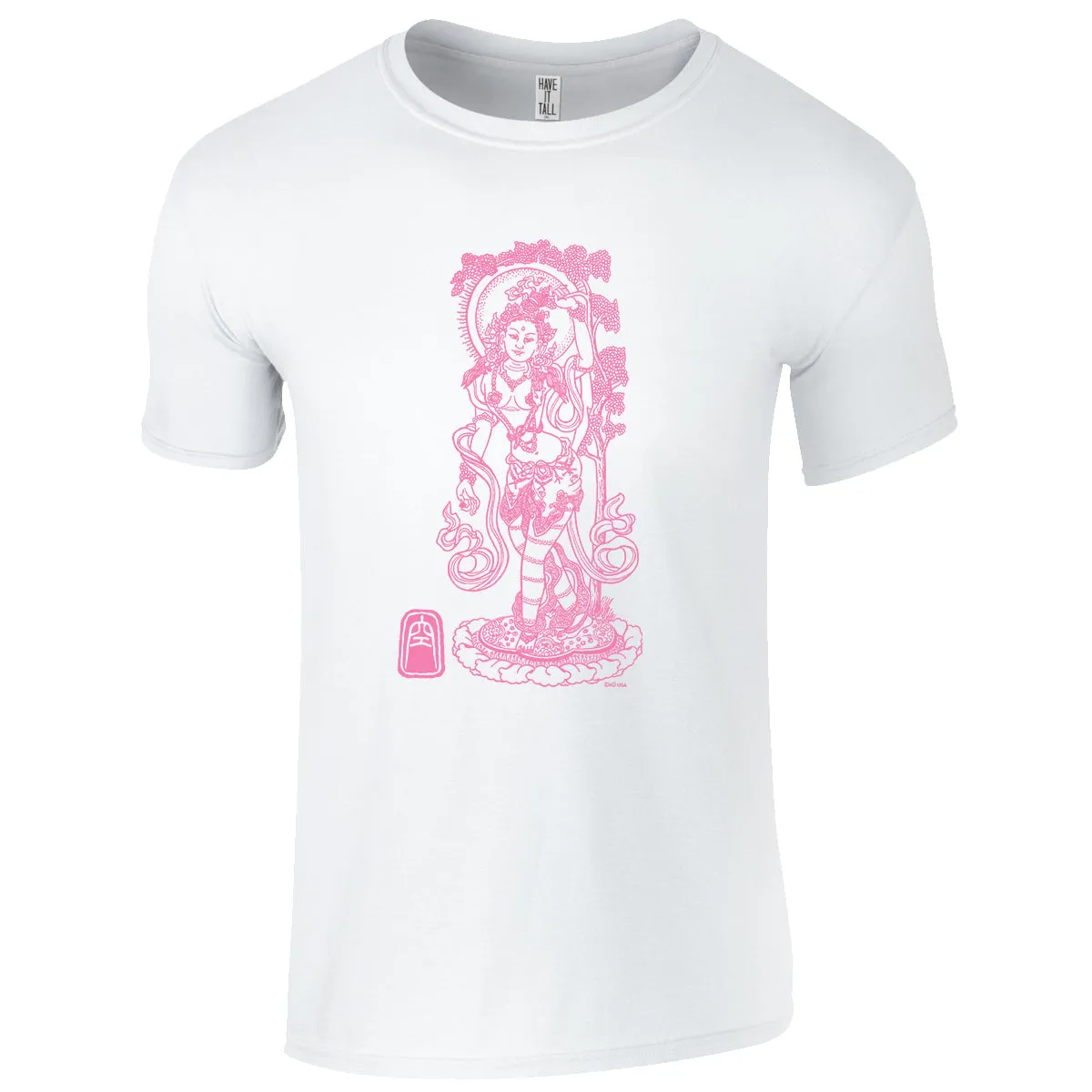 Have It Tall - Carefree Goddess Print Cotton T Shirt