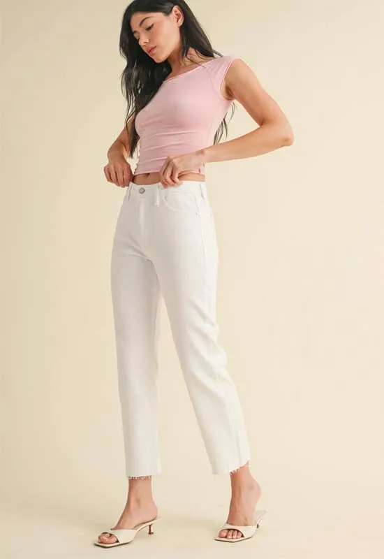 Just Black - High Rise Vintage Straight Jean Optic White