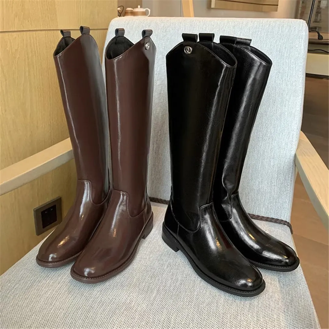 LeatherLux Chic Cowhide Slip-On Winter Boots 1 2