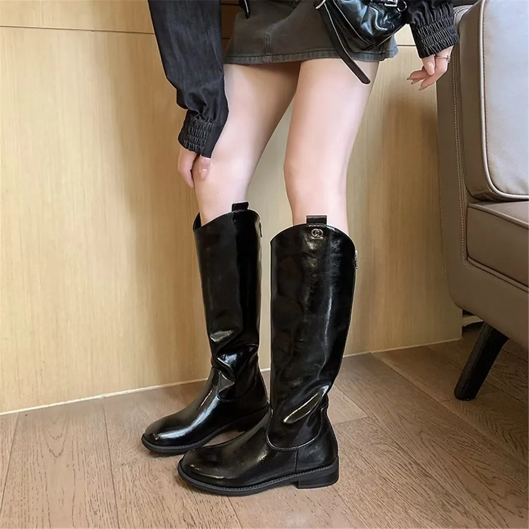LeatherLux Chic Cowhide Slip-On Winter Boots 1 2