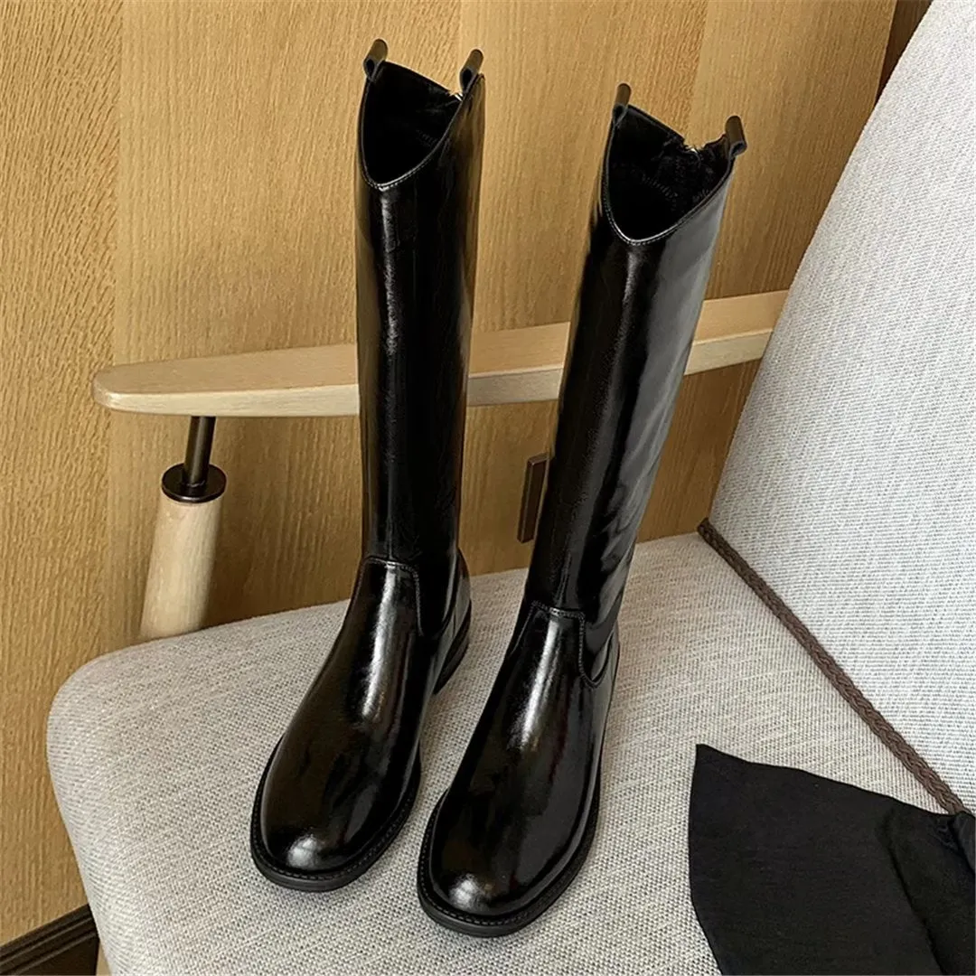 LeatherLux Chic Cowhide Slip-On Winter Boots 1 2