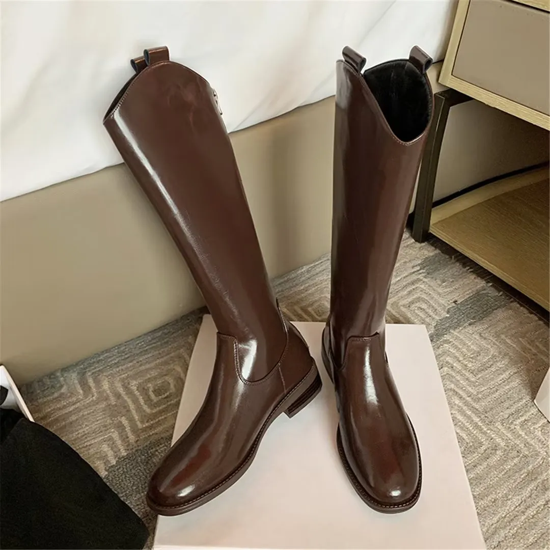 LeatherLux Chic Cowhide Slip-On Winter Boots 1 2