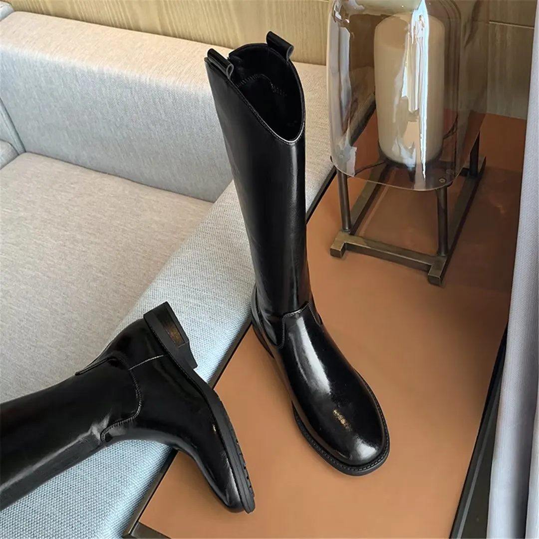 LeatherLux Chic Cowhide Slip-On Winter Boots 1 2