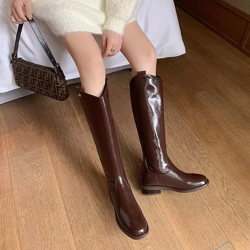 LeatherLux Chic Cowhide Slip-On Winter Boots 1 2
