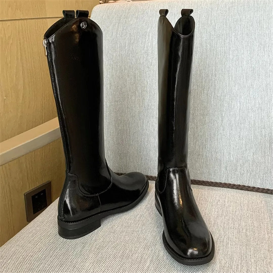 LeatherLux Chic Cowhide Slip-On Winter Boots 1 2