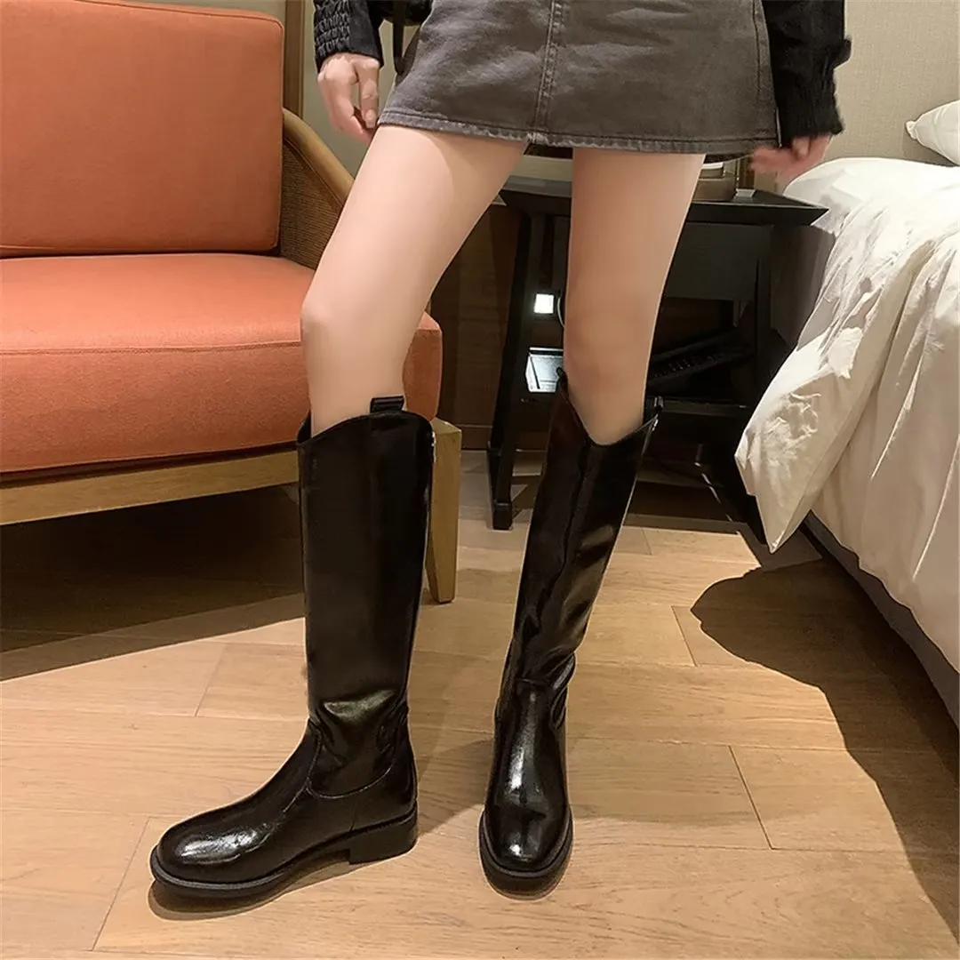 LeatherLux Chic Cowhide Slip-On Winter Boots 1 2