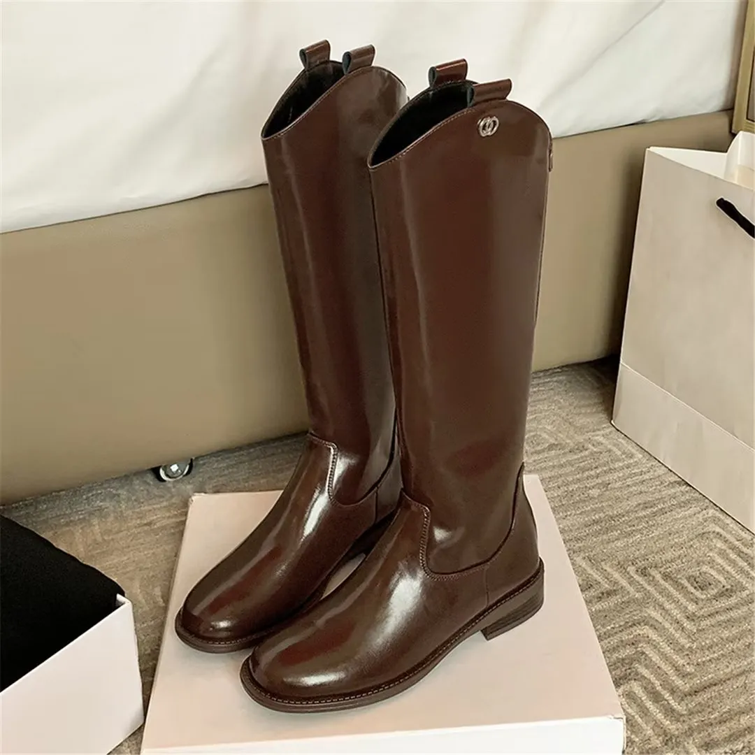 LeatherLux Chic Cowhide Slip-On Winter Boots 1 2