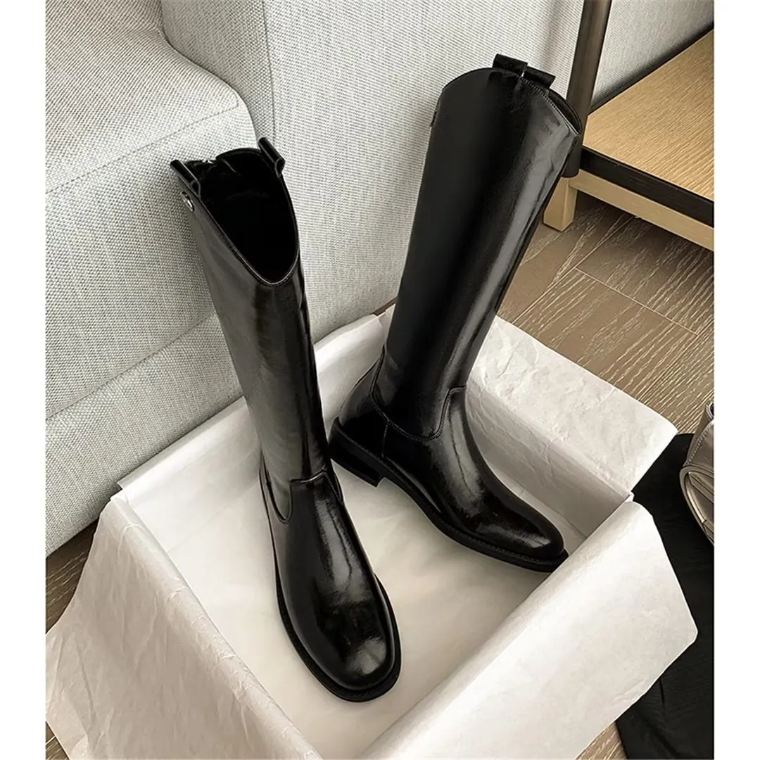 LeatherLux Chic Cowhide Slip-On Winter Boots 1 2