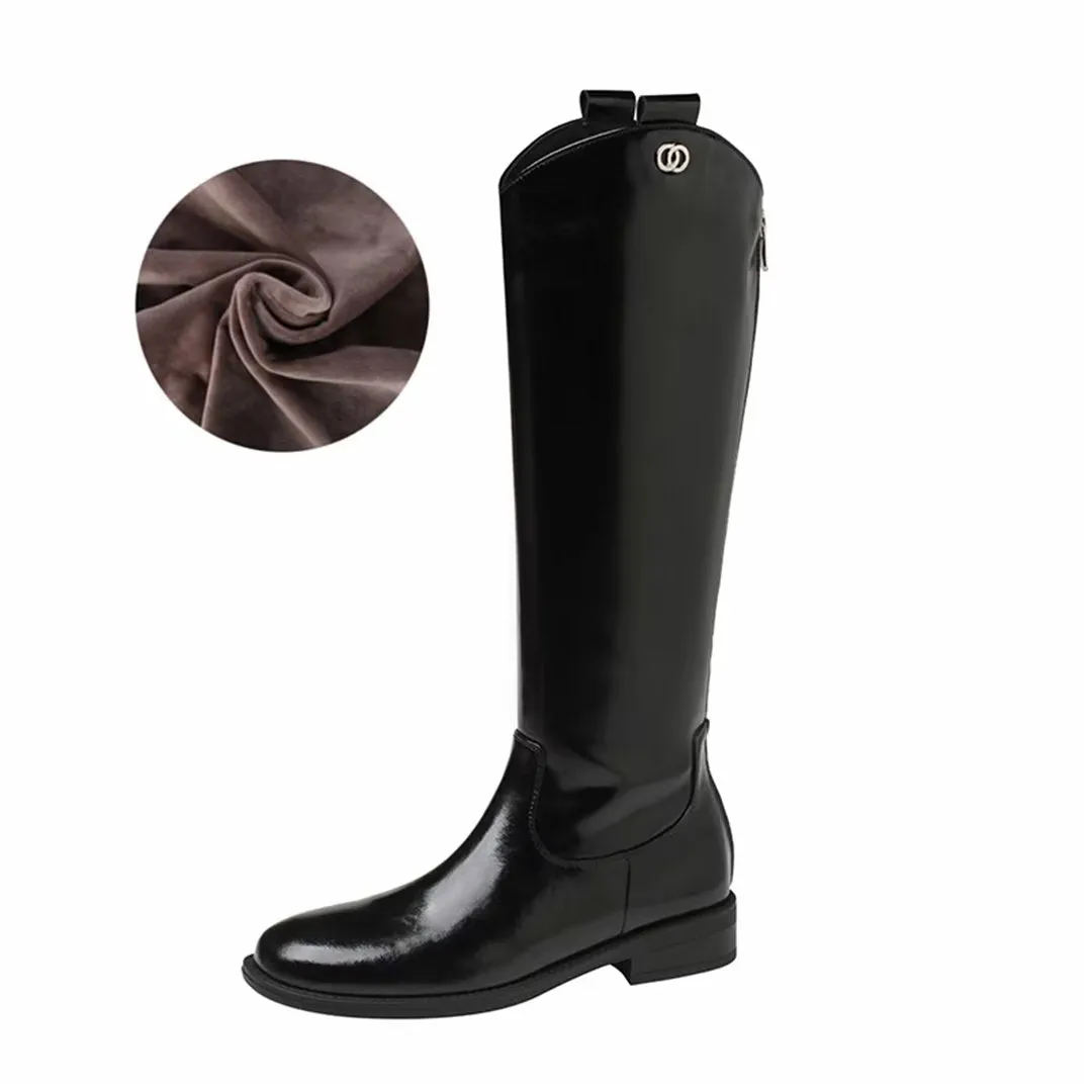 LeatherLux Chic Cowhide Slip-On Winter Boots 1 2