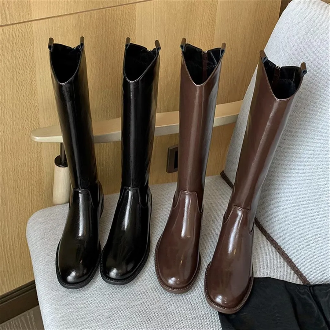 LeatherLux Chic Cowhide Slip-On Winter Boots 1 2