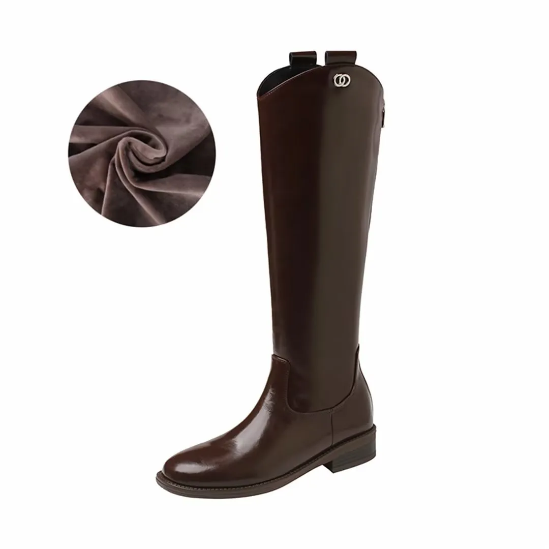 LeatherLux Chic Cowhide Slip-On Winter Boots 1 2